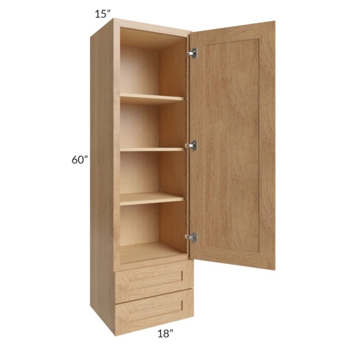 Midtown Timber Shaker 18x60x15 Wall Cabinet with Drawers