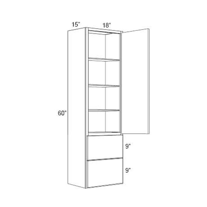 18x60x15 Wall Cabinet with Drawers