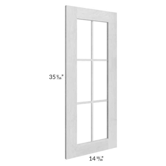 Heather Grey Shaker 24x36 Wall Diagonal Corner Mullion Glass Door Only with Glass Included