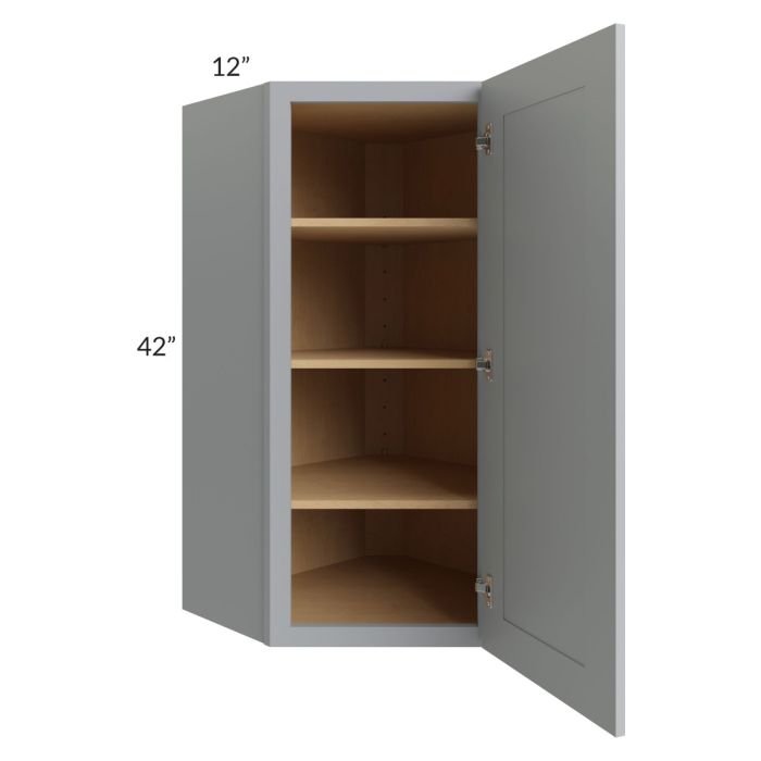 Asheville Grey Shaker 24x42 Diagonal Corner Wall Cabinet