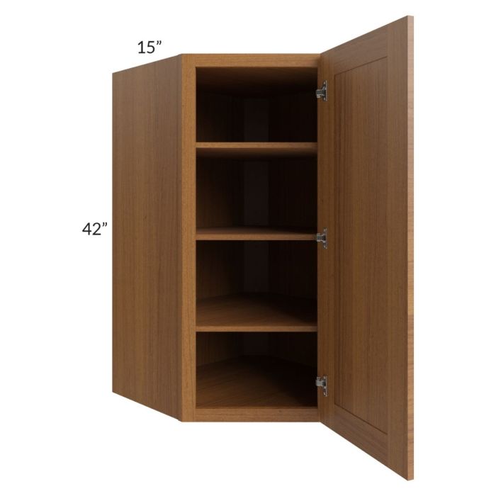 Artisan Walnut Shaker 27x42x15 Wall Diagonal Corner Cabinet