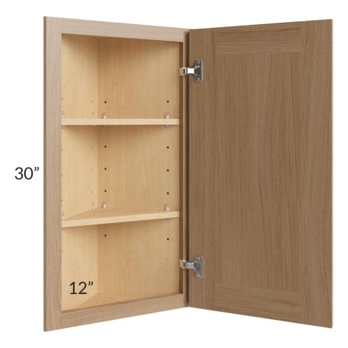 Asheville Rift Oak Shaker 12x30 Wall End Angle Cabinet