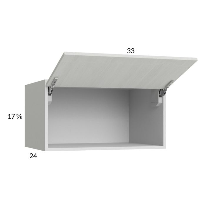 Euro White Grain 33x17-5/8x24 Flip Up Door Wall Cabinet