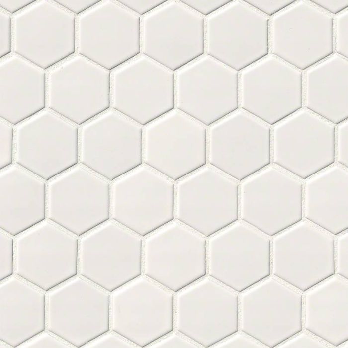 White Glossy 2 x 2 Hexagon Mosaic Wall Tile