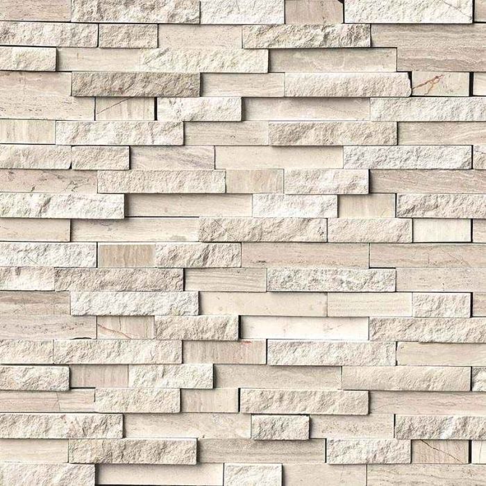 White Quarry Splitface Interlocking Pattern Tile