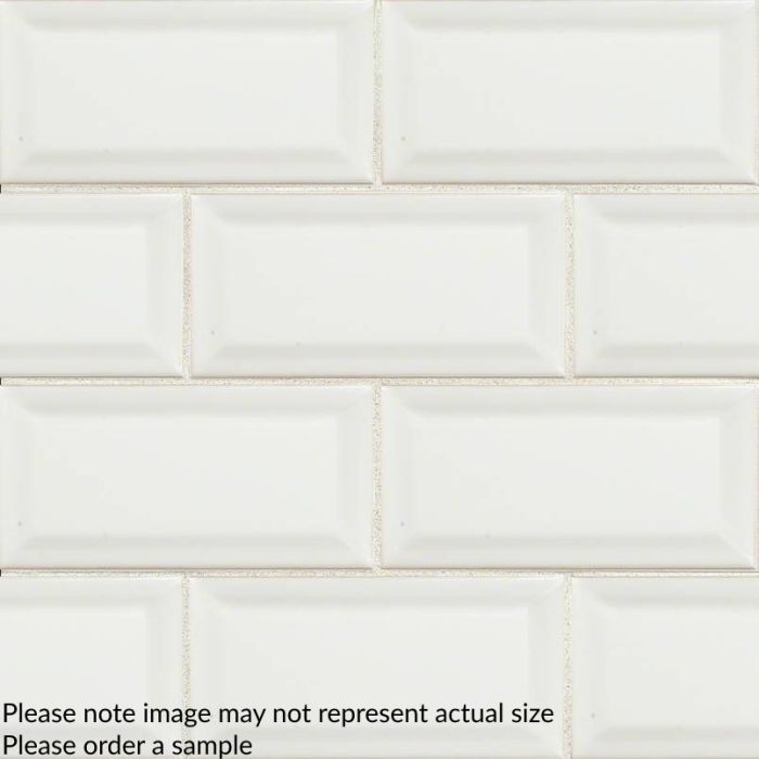 White Beveled 3" x 6" Subway Tile Beveled