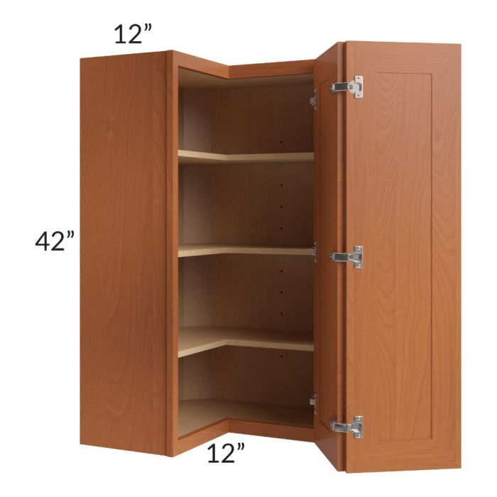 Lexington Cinnamon Glaze 24x42 Easy Reach Corner Wall Cabinet