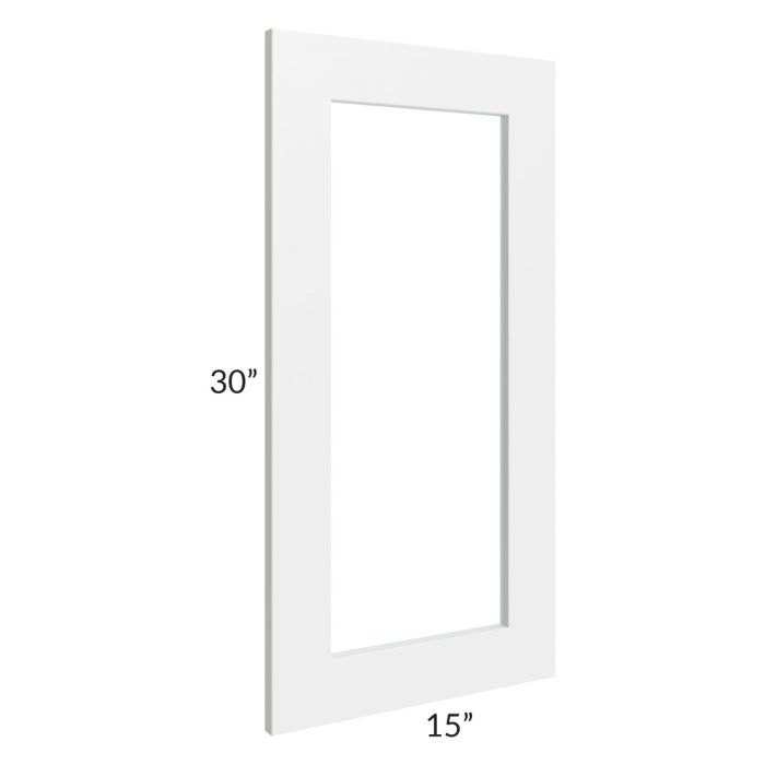 Brighton White Shaker 15x30 Glass Door Only (can be used with a 24x30 corner cabinet)