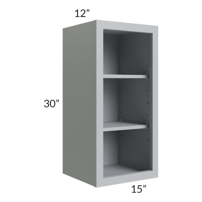 Asheville Grey Shaker 15x30 Wall Open Cabinet