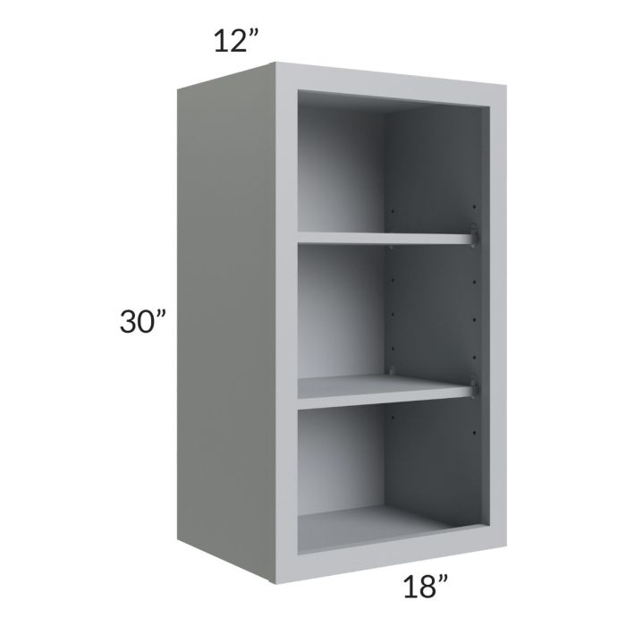 Asheville Grey Shaker 18x30 Wall Open Cabinet