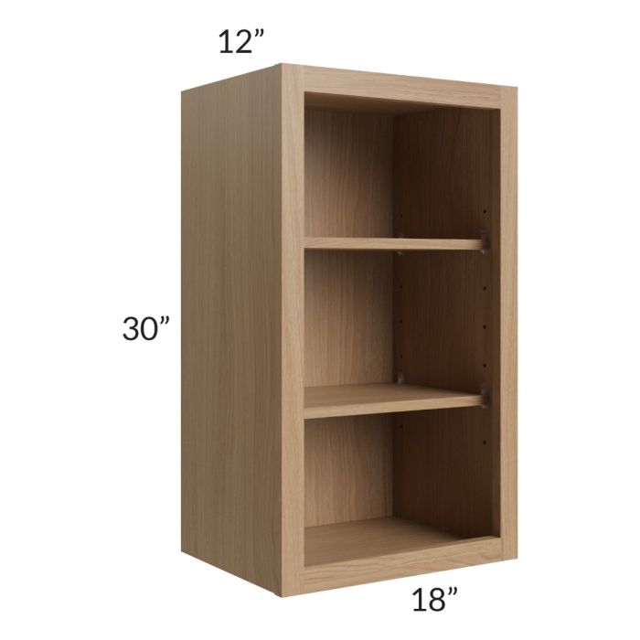 Asheville Rift Oak Shaker 18x30 Wall Open Cabinet