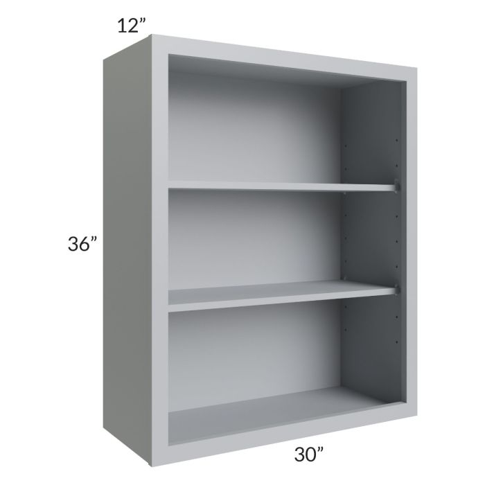 Asheville Grey Shaker 30x36 Wall Open Cabinet