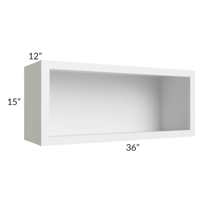 Asheville White Shaker 36x15 Wall Open Cabinet