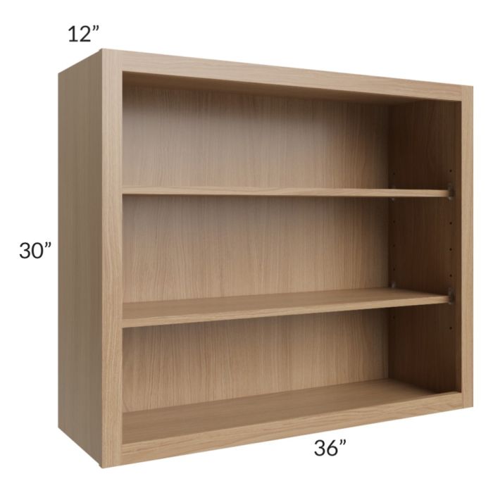 Asheville Rift Oak Shaker 36x30 Wall Open Cabinet