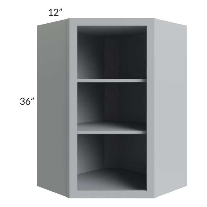 Asheville Grey Shaker 24x36 Wall Diagonal Corner Open Cabinet