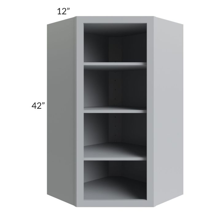 Asheville Grey Shaker 24x42 Wall Diagonal Corner Open Cabinet