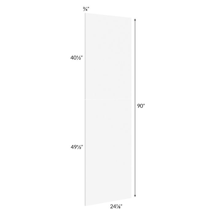 Milan White Matte Wainscot 90 Tall Panel (for 24" deep cabinets)