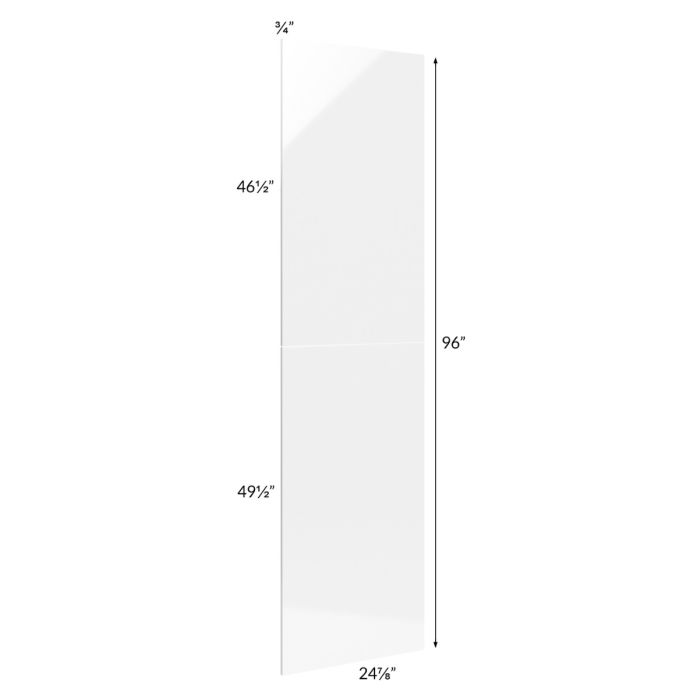 Milan White Gloss Wainscot 96 Tall Panel (for 24" deep cabinets)