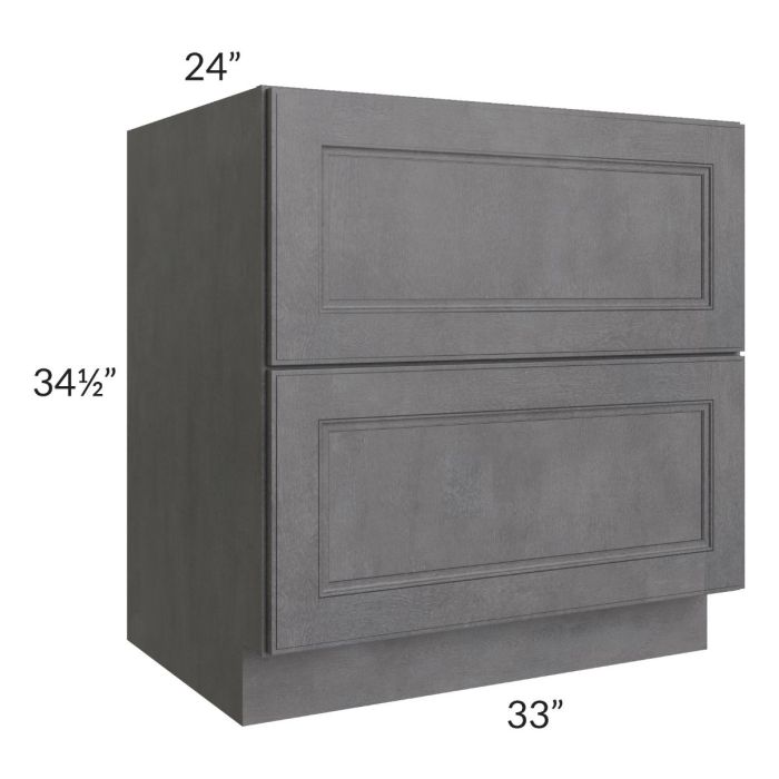 Stone Grey 33" 2-Drawer Base Cabinet