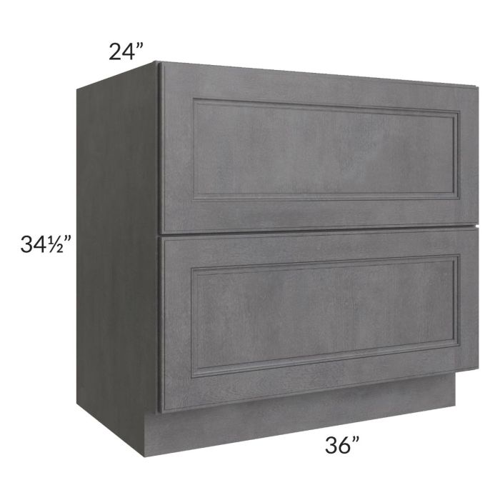 Stone Grey 36" 2-Drawer Base Cabinet