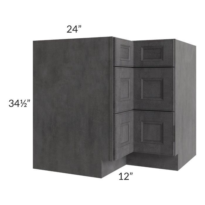 Stone Grey 36" Corner Three Drawer Base Cabinet