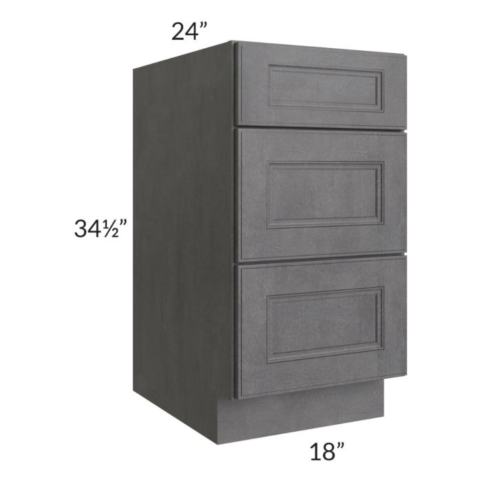 Stone Grey 18" 3-Drawer Base Cabinet