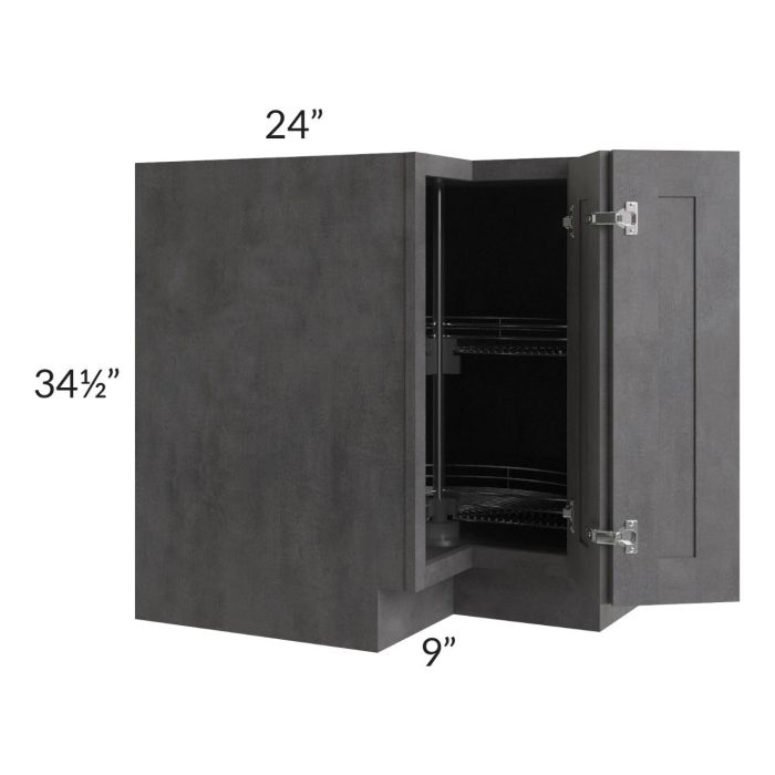 Stone Grey 33" Lazy Susan Corner Base with Stainless Steel Baskets