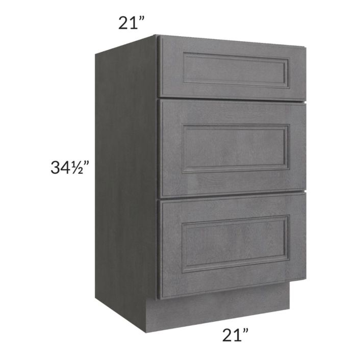 Stone Grey 21" Vanity Three Drawer Base Cabinet
