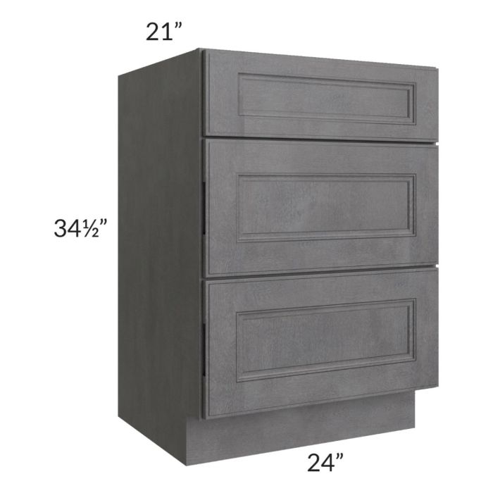 Stone Grey 24" Vanity Three Drawer Base Cabinet