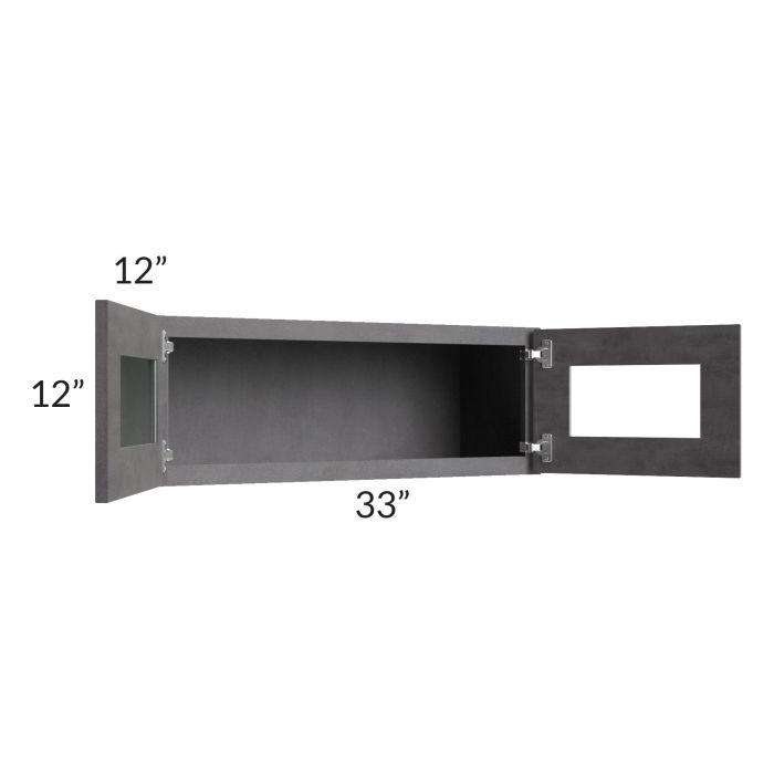 Stone Grey 33x12 Decorative Wall Cabinet with Plain Glass