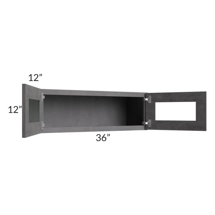 Stone Grey 36x12 Decorative Wall Cabinet with Plain Glass