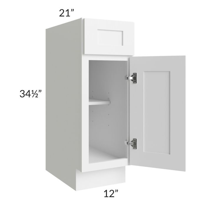 Frosted White Shaker 12" Vanity Base Cabinet