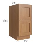 Artisan Walnut Shaker 15" 2-Drawer Base Cabinet