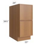 Portland Walnut 15" 2-Drawer Base Cabinet