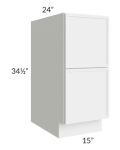 Portland White 15" 2-Drawer Base Cabinet