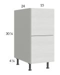 Euro White Grain 15" 2-Drawer Base Cabinet
