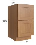 Artisan Walnut Shaker 18" 2-Drawer Base Cabinet