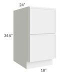 Portland White 18" 2-Drawer Base Cabinet