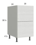 Euro White Grain 18" 2-Drawer Base Cabinet
