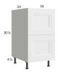 Harbor White 18" 2-Drawer Base Cabinet
