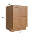 Artisan Walnut Shaker 24" 2-Drawer Base Cabinet