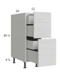 Euro White Grain 12" 2-Drawer Base Cabinet with 2 Inner Drawers