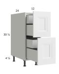 Harbor White 12" 2-Drawer Base Cabinet with 2 Inner Drawers
