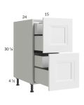 Harbor White 15" 2-Drawer Base Cabinet with 2 Inner Drawers