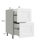 Harbor White 18" 2-Drawer Base Cabinet with 2 Inner Drawers