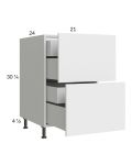 Euro Gloss White 21" 2-Drawer Base Cabinet with 2 Inner Drawers