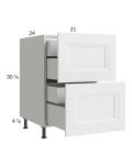 Harbor White 21" 2-Drawer Base Cabinet with 2 Inner Drawers