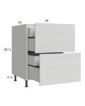 Euro White Grain 24" 2-Drawer Base Cabinet with 2 Inner Drawers