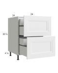 Harbor White 24" 2-Drawer Base Cabinet with 2 Inner Drawers
