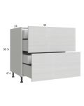 Euro White Grain 33" 2-Drawer Base Cabinet with 2 Inner Drawers